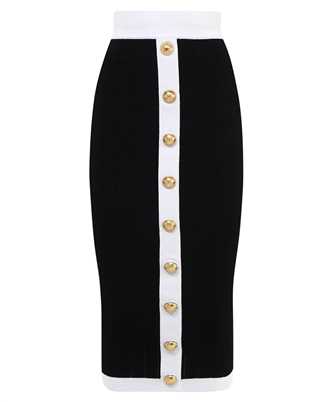 Balmain BF1LD066KF01 HW BUTTONED KNIT MIDI Skirt
