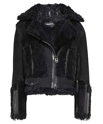 Tom Ford CSF664 FUL004 SHEARLING & LEATHER PATCHWORK BIKER Jacket