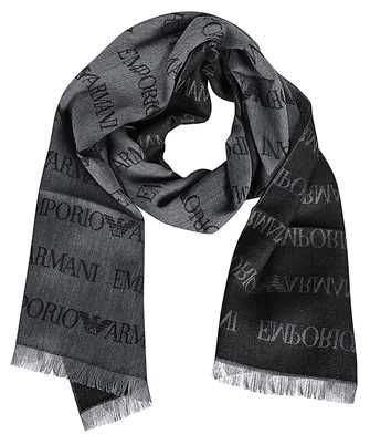 Emporio Armani 625060 CC786 VIRGIN-WOOL BLEND WITH JACQUARD LOGO LETTERING AND FRINGES Šál