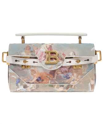 Balmain AN0AE742TSGY B-BUZZ 19 IN SKY PRINT CANVAS WITH LEATHER DETAILS Kabelka