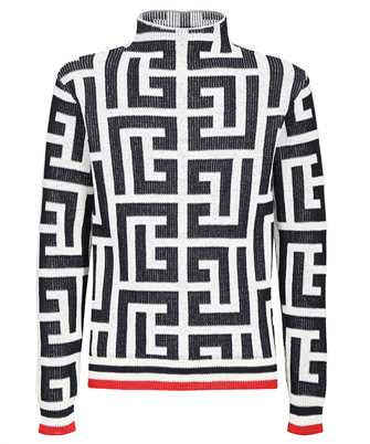 Balmain YU1KF050KC58 HIGH NECK MAXI MONOGRAM WOOL Knit