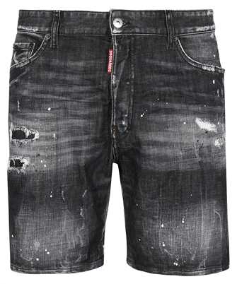 Dsquared2 S74MU0773 S30357 BLACK RIPPED LEATHER WASH MARINE DENIM Shorts