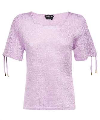 Tom Ford MAK1226 YAX499 SHINY RAFFIA 5GG RUCHED CREW-NECK T-Shirt