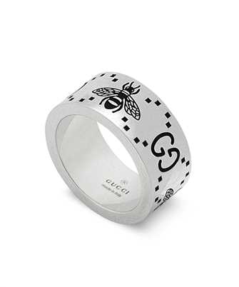 Gucci Jewelry Silver JWL YBC728304001 GG AND BEE ENGRAVED WIDE Prsteň