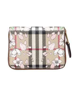 Burberry 8067139 FLORAL CHECK PRINT LEATHER ZIP Wallet