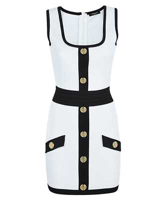 Balmain VF16062K218 SHORT BUTTONED TWO-TONE KNIT Dress