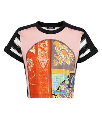 Balmain XF1EE025GB28 CROPPED ALL OVER PRINTED T-shirt