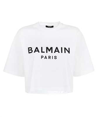 Balmain XF0EE020BB02 CROPPED BALMAIN PRINT T-shirt