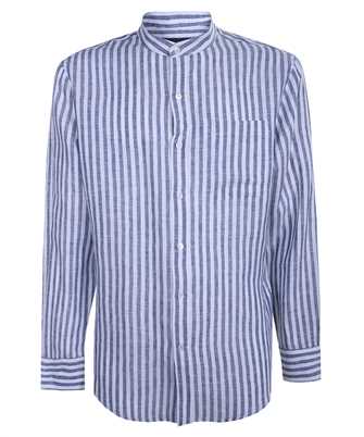Brett Johnson SS25S61SO740NAVS LINEN KOREAN COLLAR STRIPE CASUAL Camicia