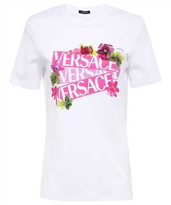 Versace 1009082 1A06528 EMBROIDERY ORCHID AND PRINT LOGO T-Shirt