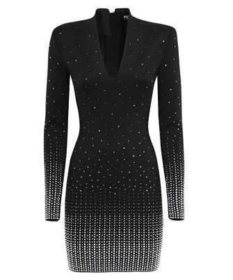 Balmain BF1R805299KE V-NECK EMBROIDERED KNIT SHORT Dress