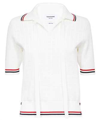 Thom Browne FKP092A Y3010 POINTELLE GRID STITCH KEYHOLE NECKLINE Polo