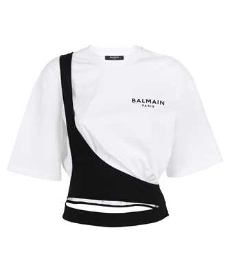 Balmain XF0EE021BB47 BALMAIN DETAIL DECONSTRUCTED CROPPED T-shirt
