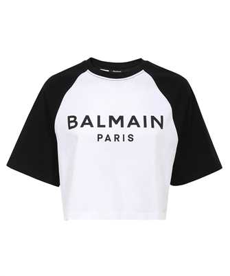 Balmain CF1EE090BB02 PRINTED RAGLAN CROPPED T-shirt