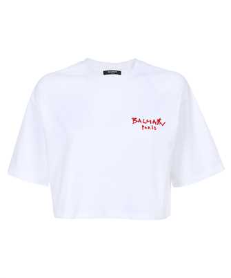 Balmain YF1EE020BB64 FLOCK CROP T-shirt