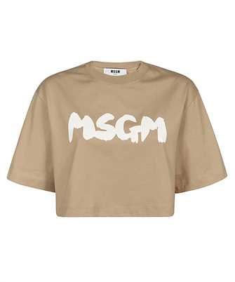 MSGM 3641MDM100 247002 CROP WITH NEW BRUSHSTROKE LOGO T-Shirt