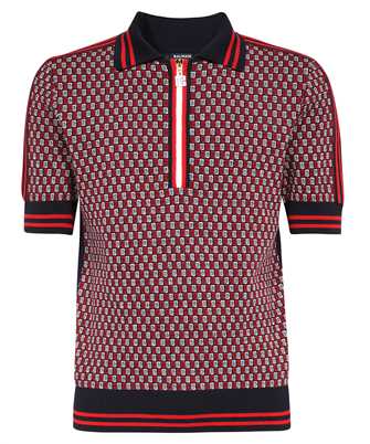 Balmain BH1GB023KE94 MONOGRAM CHECK WOOL Polo