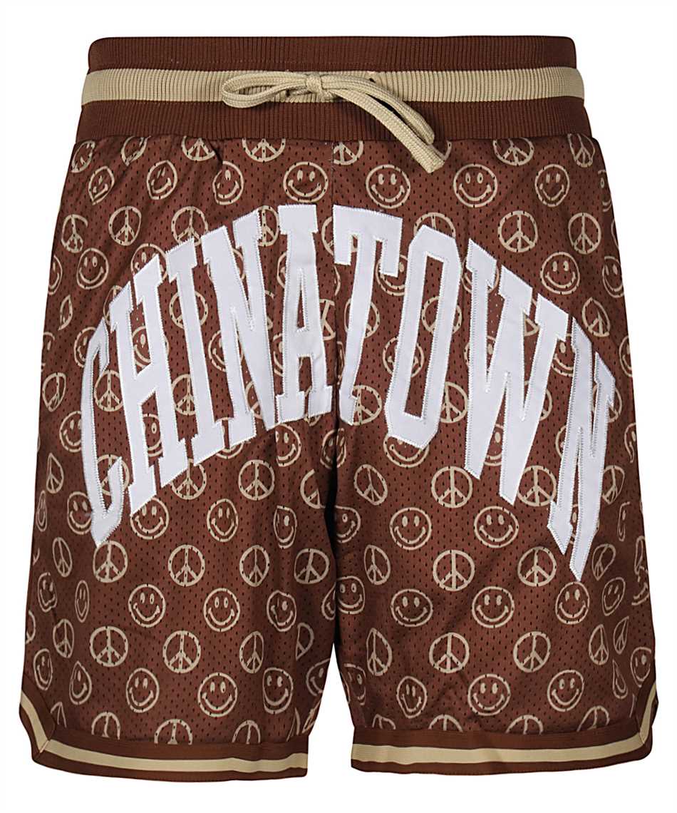 Chinatown Market 1880003 SMILEY CABANA BASKETBALL Shorts Brown