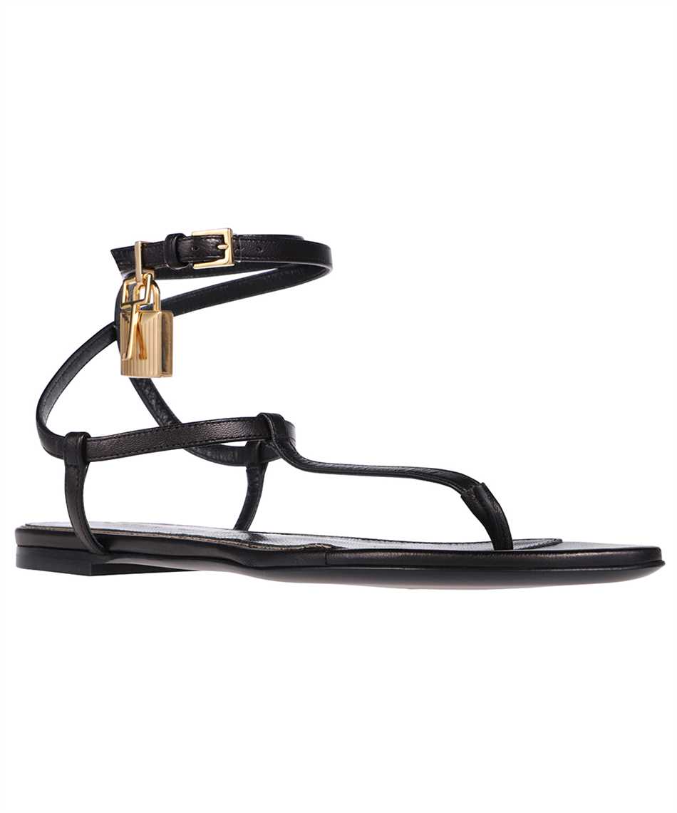 Tom Ford W3217 LKD002G SHINY KID THONG Sandals Black