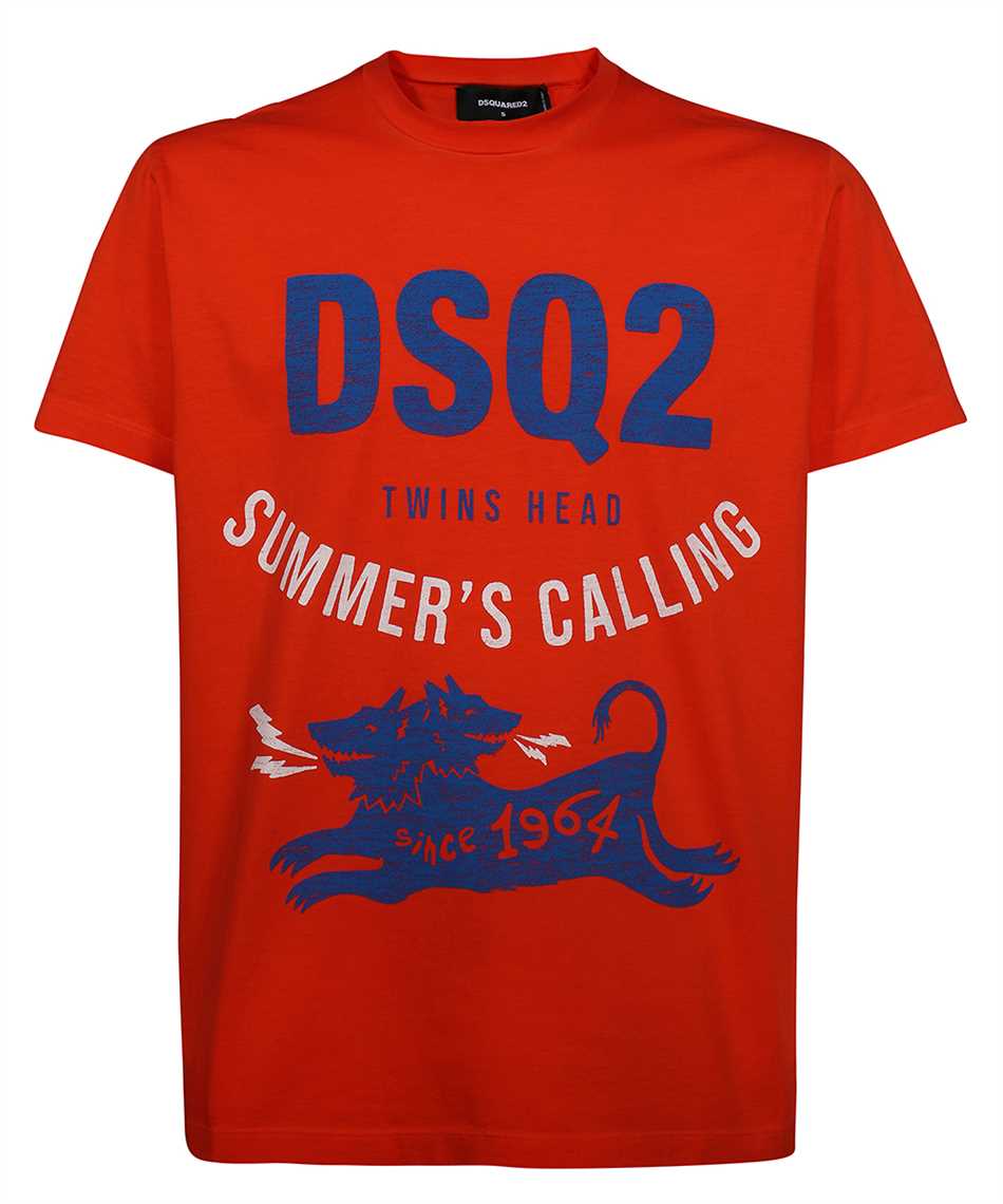 世界的に DSQUARED2 ディースクエアード Orange トップス S71GD1052 S22427 187 メンズ CREW NECK  SUMMER'S CALLING PRINTED T-SHIRT dk