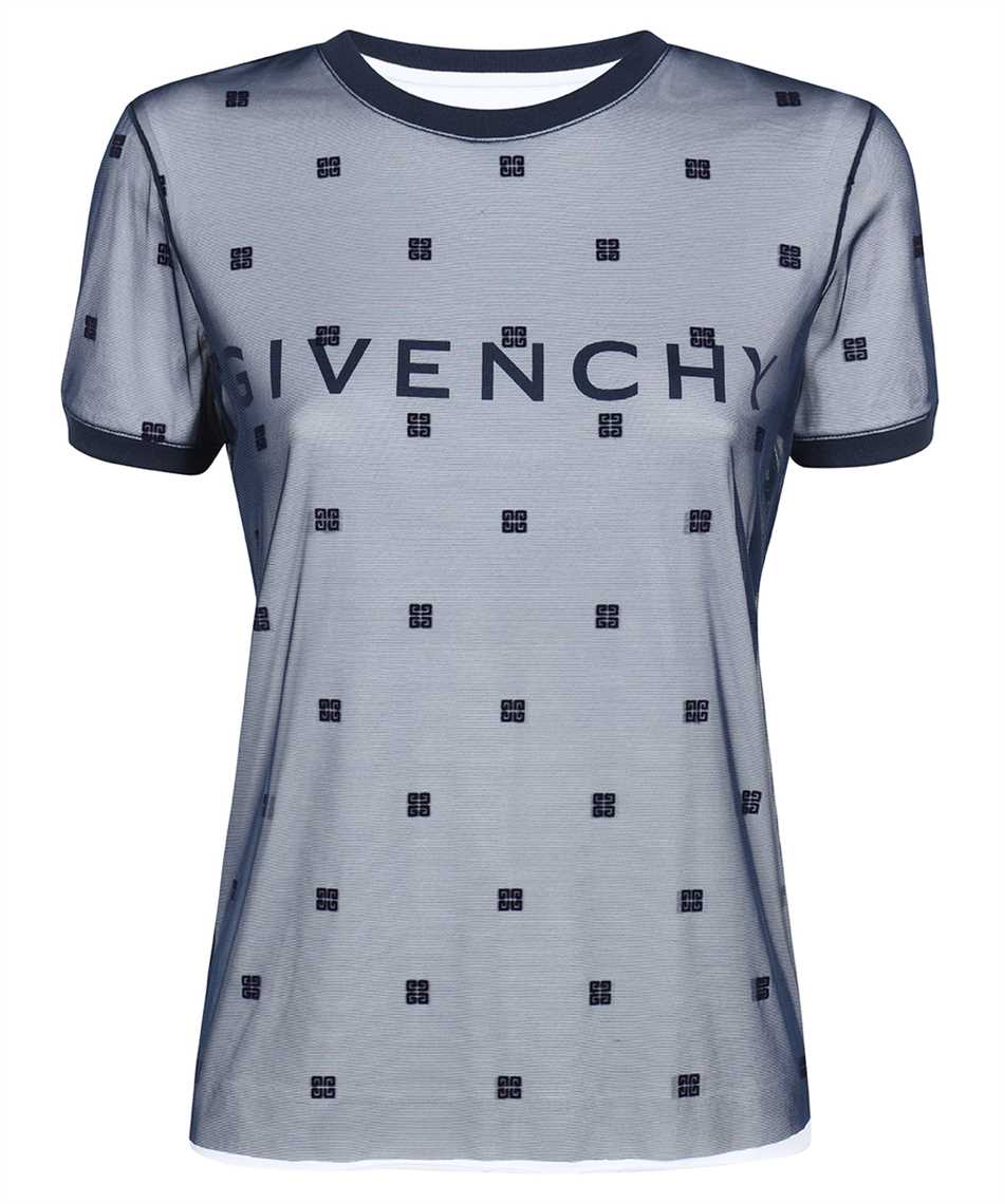 Givenchy BW70CG3YDU DOUBLE LAYERD FITTED IN COTTON WITH 4G TULLE T-shirt 1