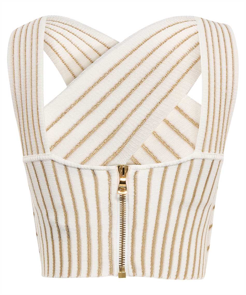 Balmain AF1AB046KD37 RIBBED KNIT CROSSED CROPPED Canottiera 2