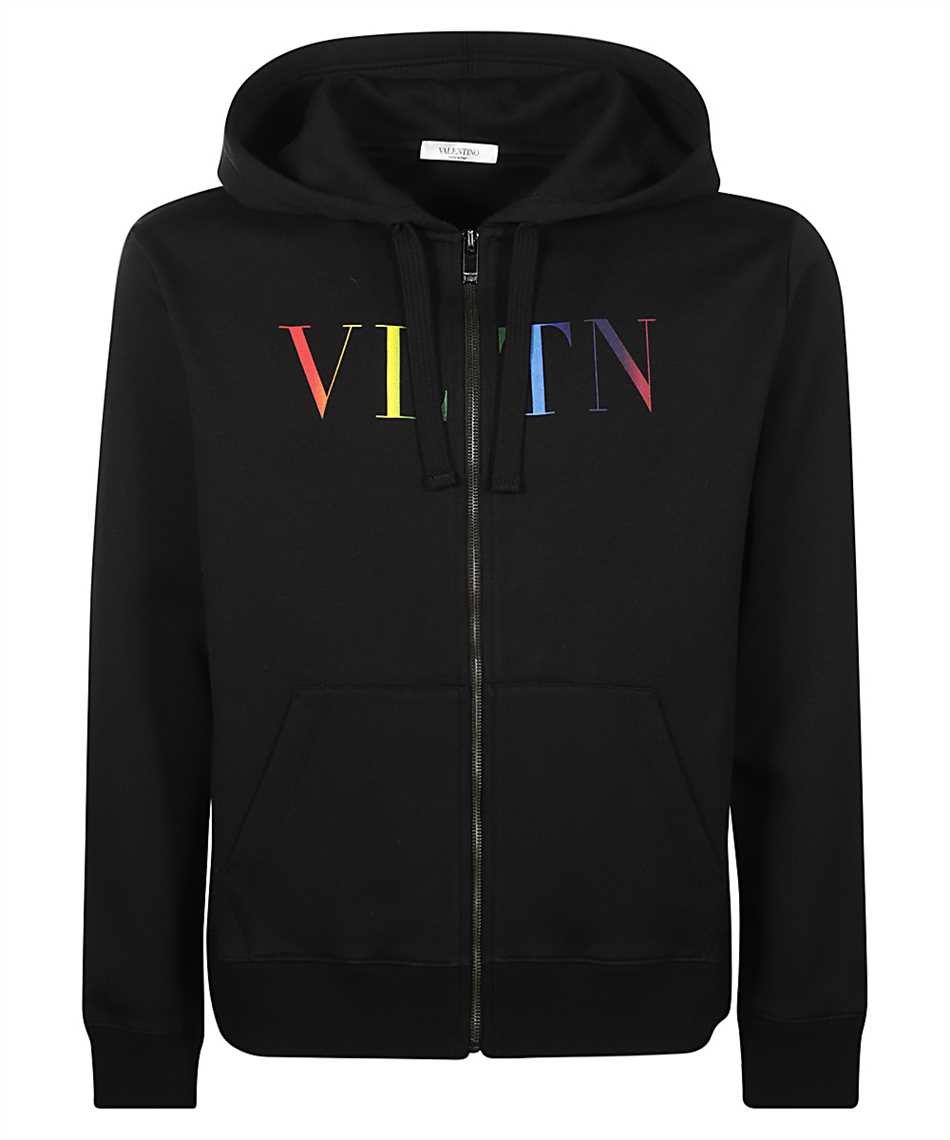 Valentino Vv3mf11i73b Vltn Multicolour Logo Hoodie Black
