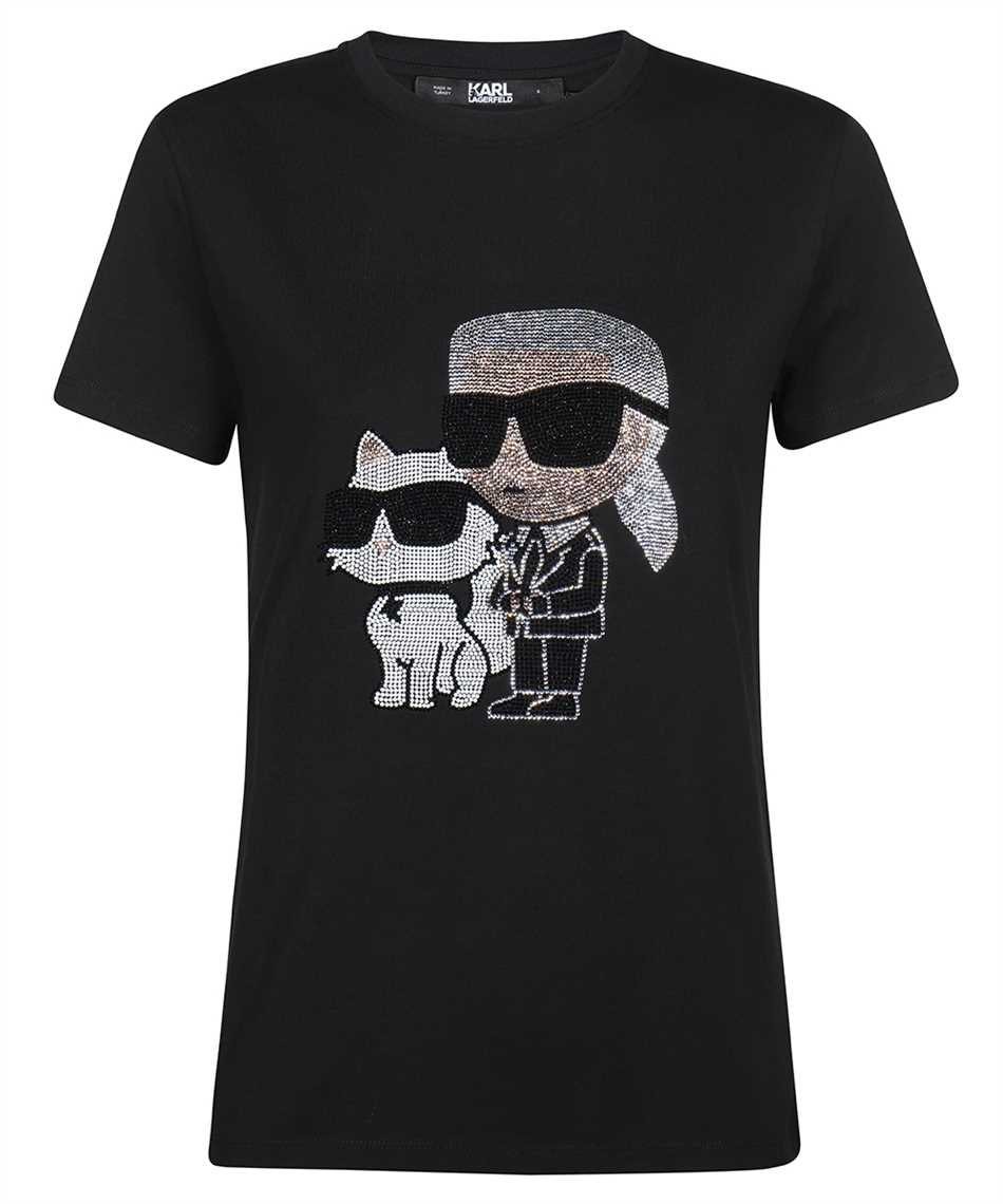 Karl Lagerfeld 230W1772 IKONIK RHINESTONE KARL & CHOUPETTE T-shirt 1