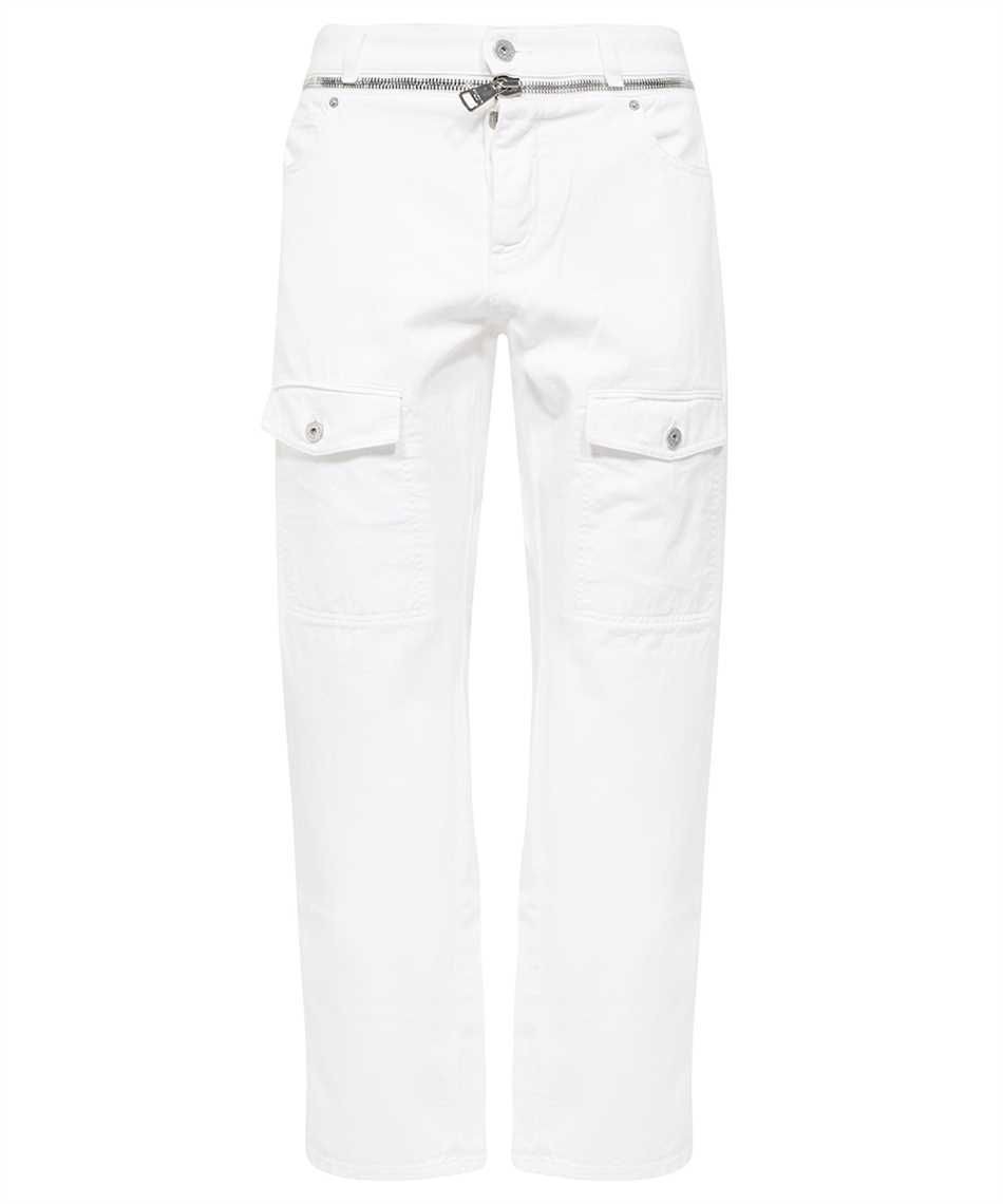 Balmain AH0MI045DB69 STRAIGHT WHITE DENIM CARGO Trousers 1