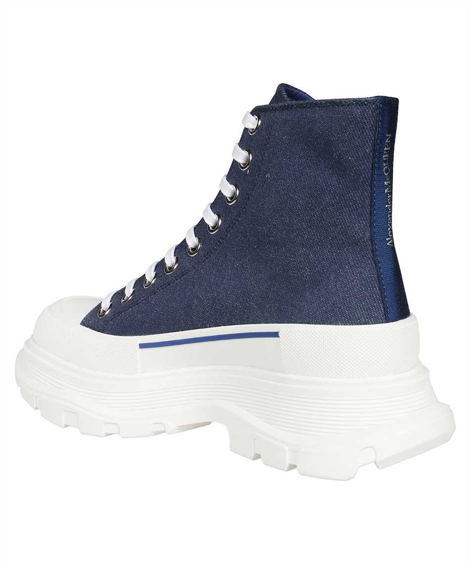 Alexander McQueen 611706 W4PD1 DENIM TREAD SLICK HIGH Stivale Blu