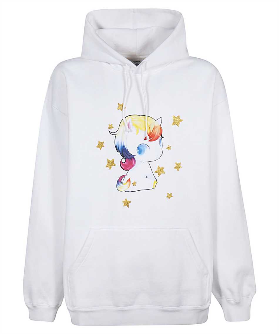 Vetements UAH21TR587 HEARTBREAKER UNICORN Hoodie White