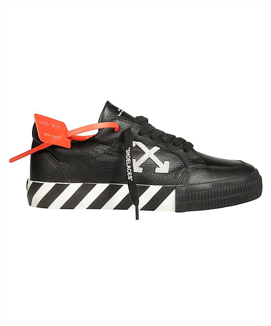 white & black leather vulcanized low sneakers