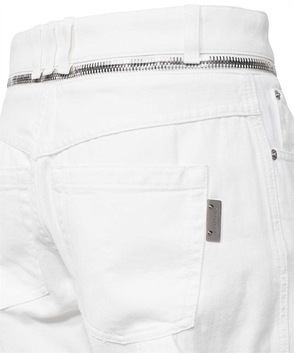 Balmain AH0MI045DB69 STRAIGHT WHITE DENIM CARGO Trousers 3