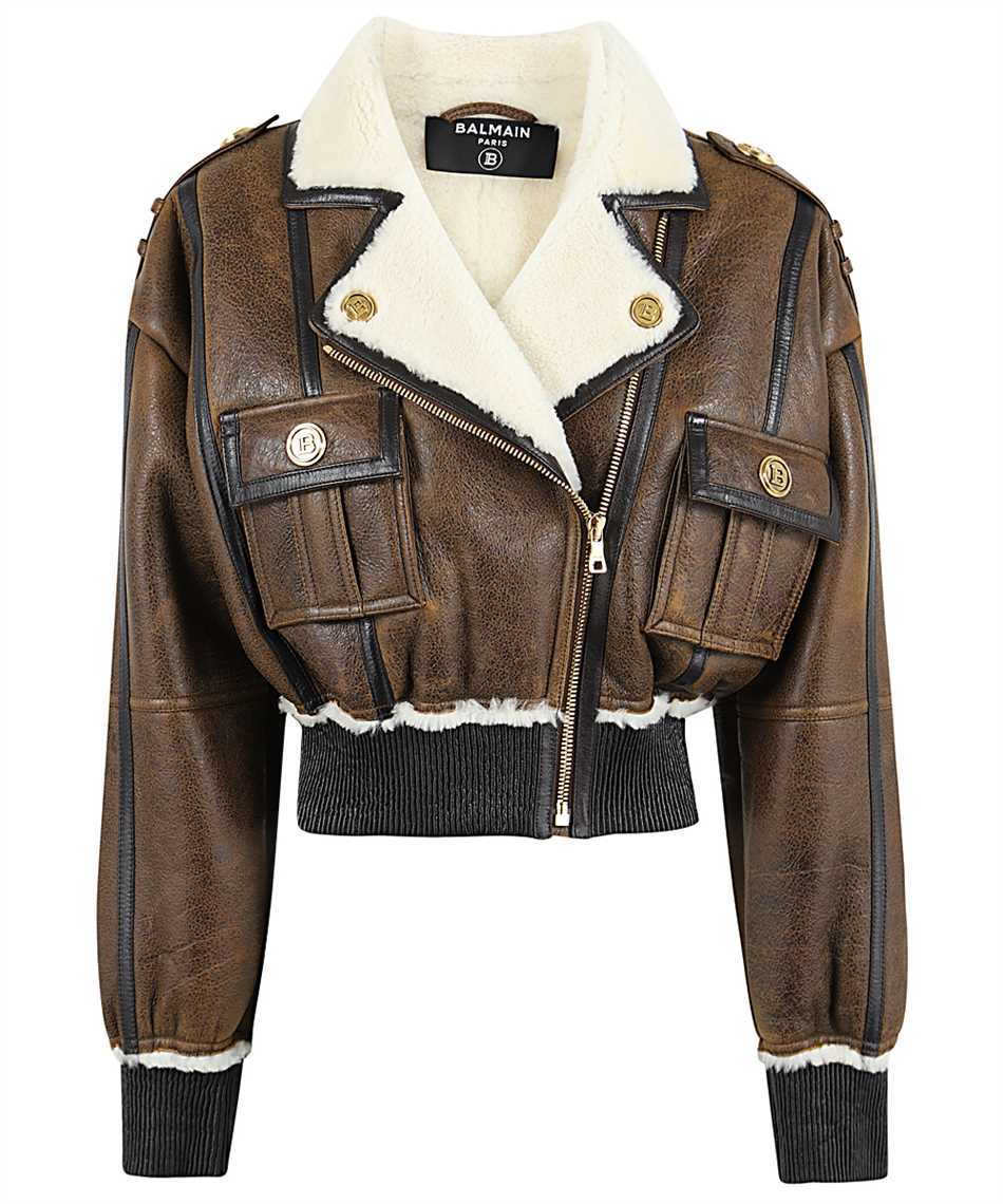 aviator jacket balmain shearling